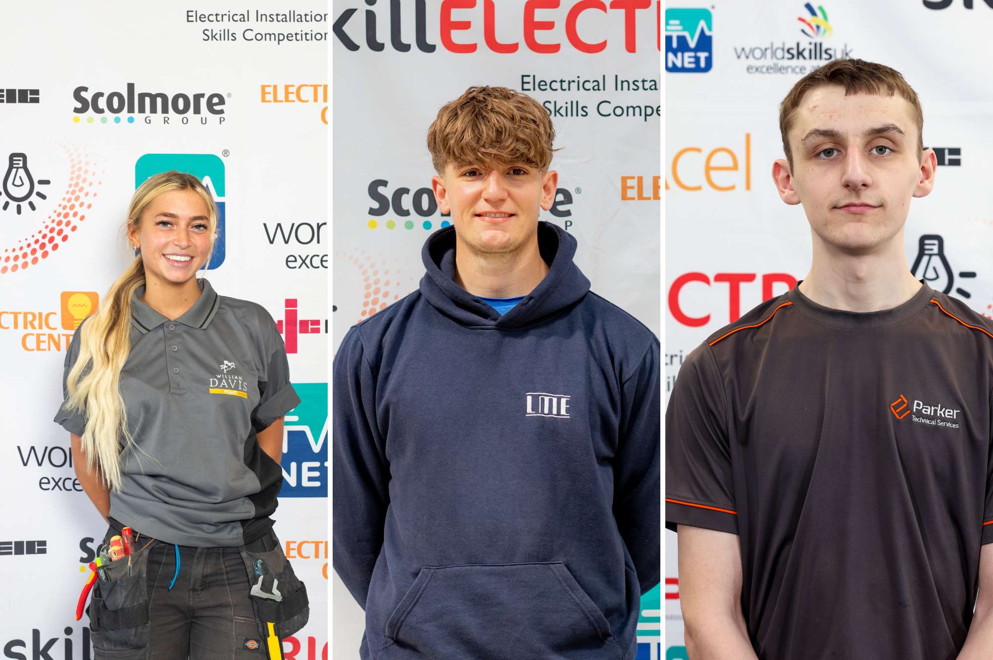 Three electrical apprentices pose for picture
